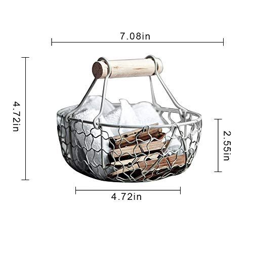 Cestas para Huevos Soporte de Almacenamiento de Huevos Contenedor de Cocina Forjado del Hierro de la Vendimia para Residuos Vegetales Frutas, Decoración Colgante (white)