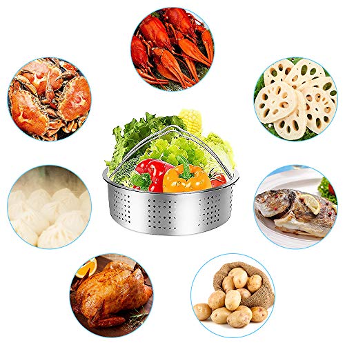 CestMall Instant Pot Accessories, 3 Piezas Cesta de Vapor con Estante para cocinar Huevos al Vapor, Separador, se Adapta a Olla de presión instantánea de 5,6,8 Cuartos de galón, Acero Inoxidable