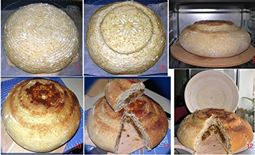 Cesto redondo de fermentación para hacer pan, tamaño: 22 x 8,5 cm, puede contener hasta 500 g de masa, mimbre