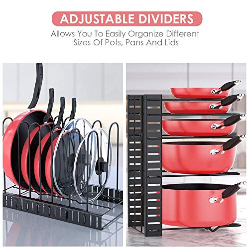 ChangMi Organizador de ollas para gabinete con 3 métodos de Bricolaje, Organizador de ollas Ajustable con 8 estantes de Metal, Organizador de ollas Grandes y pequeñas para el gabinete de la Cocina