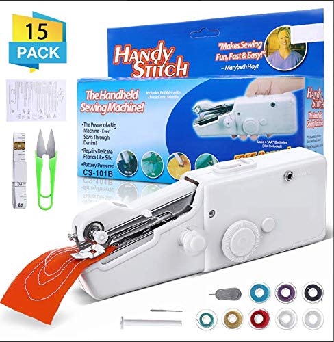 Charminer Mini Máquina de Coser Portátil Herramienta de Puntada Rápida de Bricolaje Adecuada para Tela, Ropa o Tela de Niños, Aguja y Enhebrador Uso de Viaje y Casa