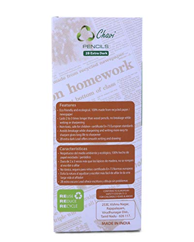 CHAVI lápices ecológicos -caja set de 50 unidades-2B 100% papel de periódico,pencil reciclado para escribir/dibujar/diseñar para oficina/escuelas o colegios.