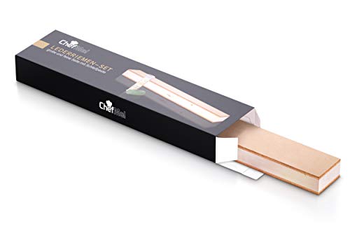 ChefMe! Correas de cuero para afilar cuchillo 30x5cm | Set con pasta de molienda PUMA