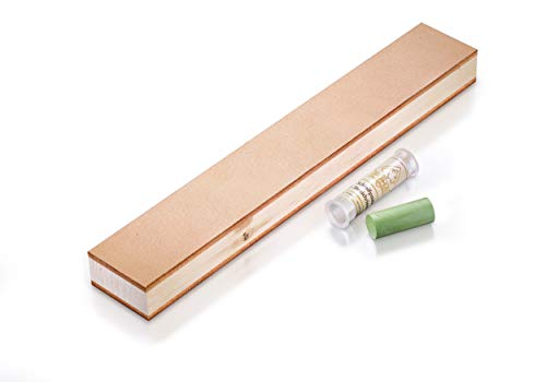 ChefMe! Correas de cuero para afilar cuchillo 30x5cm | Set con pasta de molienda PUMA