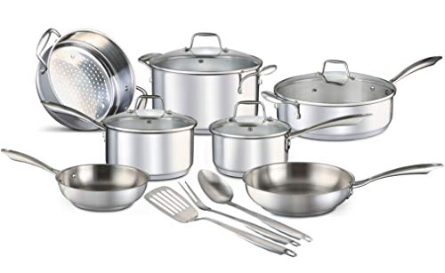 Chefs Star Juego de ollas y sartenes - juego de utensilios de cocina 14 piezas Acero inoxidable