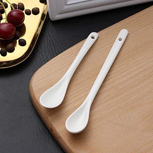 chenran Accesorios Elegante Grande/Pequeño Puro Blanco Porcelana Cucharas Mini Cocina Hueso De Cerámica Té Café Azúcar Postre Cucharas Regalo (Color : Small 3PCS)