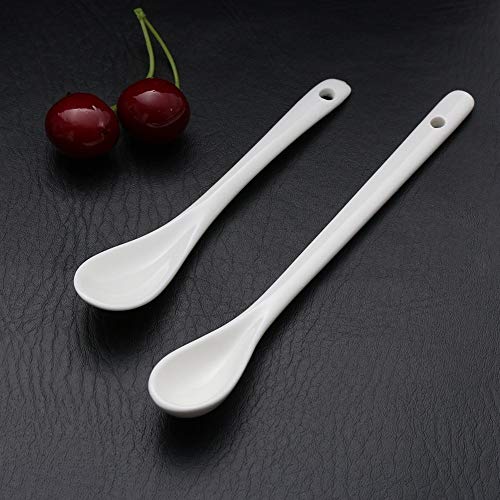chenran Accesorios Elegante Grande/Pequeño Puro Blanco Porcelana Cucharas Mini Cocina Hueso De Cerámica Té Café Azúcar Postre Cucharas Regalo (Color : Small 3PCS)
