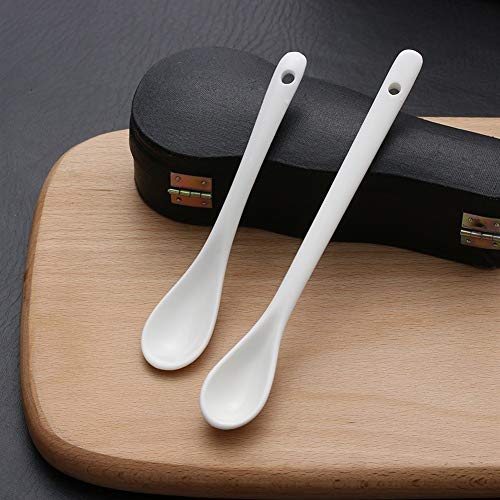 chenran Accesorios Elegante Grande/Pequeño Puro Blanco Porcelana Cucharas Mini Cocina Hueso De Cerámica Té Café Azúcar Postre Cucharas Regalo (Color : Small 3PCS)