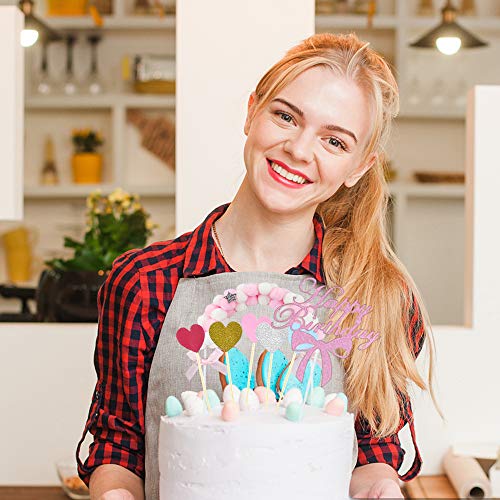 Chingde Decoracion Tarta cumpleaños, 12 Piezas corazón Cake Toppers Happy Birthday Decoracion Tarta Hairball Arch Cake Toppers Personalizado para Decoraciones de Pastel de cumpleaños de Fiesta