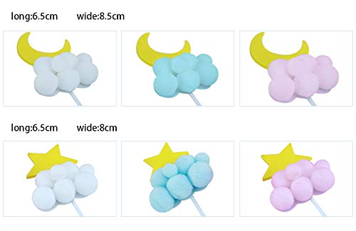Chingde Toppers de Pastel Personalizados, 6 Piezas Moon Star Cake Toppers Hecho a Mano Cake Topper Hairball Cake Topper Decoración para Bodas Bodas Cumpleaños Fiestas Decoraciones Festivas