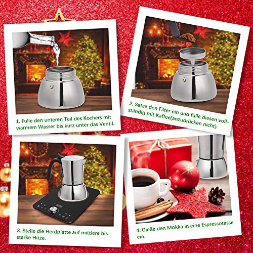 CHISTAR Cafetera Italiana Moka Cafeteras Espresso Induccion 6 Tazas