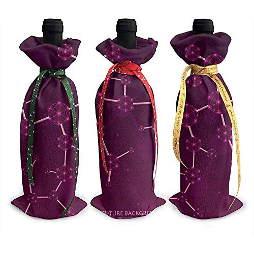 Christmas Wine Bottle Bag,Moléculas 3Pcs Christmas Wine Bottle Cover Cubiertas De Botellas De Vino Para La Escuela Enseñar A Los Estudiantes 12x34cm