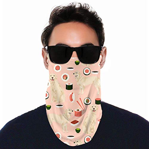 Chunwei Golden Retriever Sushi Kawaii Perro japonés Rosa mascarilla Facial sin Costuras Cubierta bucal Bandanas Bufanda Orejeras para Polvo Deportes al Aire Libre