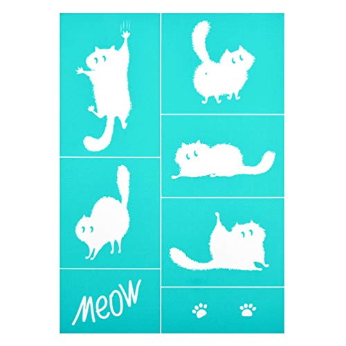 Chzimade - Plantilla de serigrafía autoadhesivo con frase inspiradora para bolsas, camisetas, papel y decoración del hogar 21 x29.5cm 5 Gatos