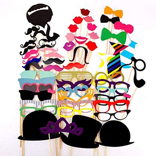 Ciaoed Foto Booth Props Adultos Funny gafas barba Tie Corona del Sombrero para Navidad Cumpleaños Boda Decoración Fiesta
