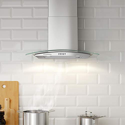 CIARRA CBC6S506 Campana Extractora Decorativa Cristal 60cm 550 m³/h 100W·3 Velocidades de Extracción·Evacuación al Exterior y Recirculación por Filtro de Carbón CBCF004· Acero Inoxidable Plata