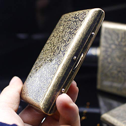 Cigarette Case Vintage, Portatil Caja de Cigarrillos Metal para Cigarrillos Tabaco Cigarrillos Pitilleras para Hombre y Mujer, para 20 Cigarrillos Elegante y Resistente a la Humedad con Caja de Regalo