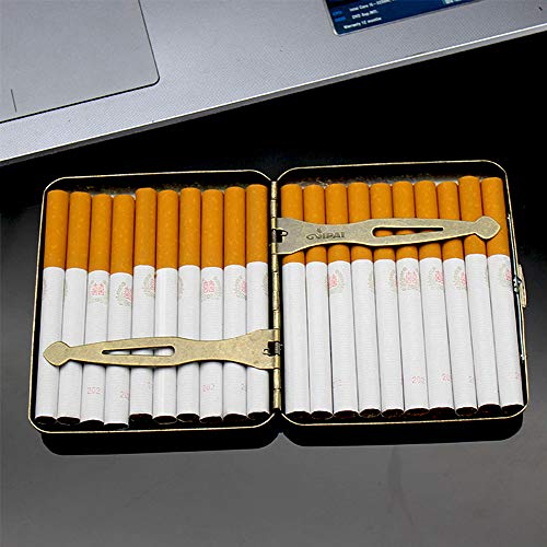 Cigarette Case Vintage, Portatil Caja de Cigarrillos Metal para Cigarrillos Tabaco Cigarrillos Pitilleras para Hombre y Mujer, para 20 Cigarrillos Elegante y Resistente a la Humedad con Caja de Regalo