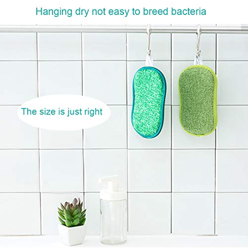 Cikuso Cepillo de fregado para Platos, sin olores, Antibacterial, microfibras, estropajos, esponjas Laterales Dobles, Ideal para sartenes antiadherentes, Paquete de 5 Colores aleatorios