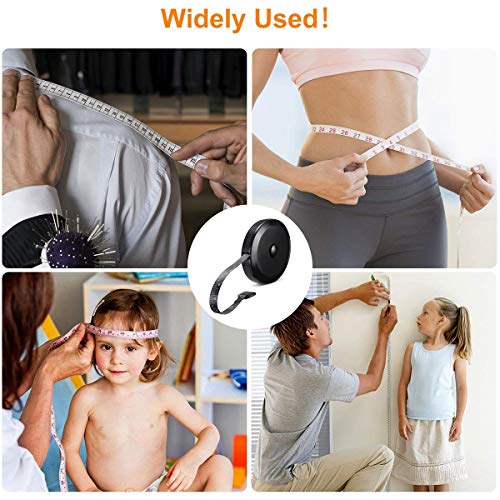 Cinta métrica, regla retráctil de doble cara para costura de cuerpo (negro, 1,5 m)