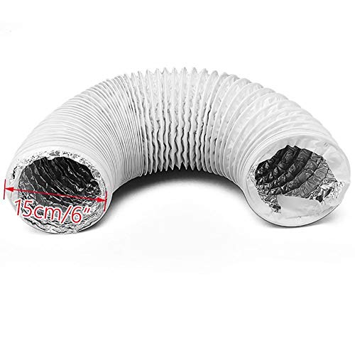 circulor 150 Mm Tubo Aire Acondicionado Portátil, Manguera De Ventilación del Aire Acondicionado De Diámetro, Tubo De Escape De Aluminio para Aire Acondicionado, Secadora, Campana Extractora, Blanco