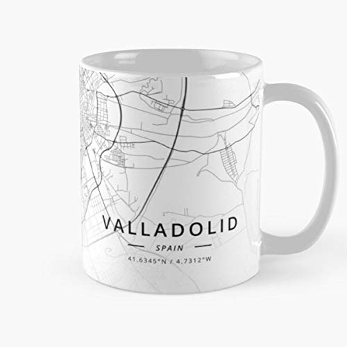 City Valladolid Streets Spain Town Street Village Map La Mejor Taza de café de cerámica de mármol Blanco de 11 oz