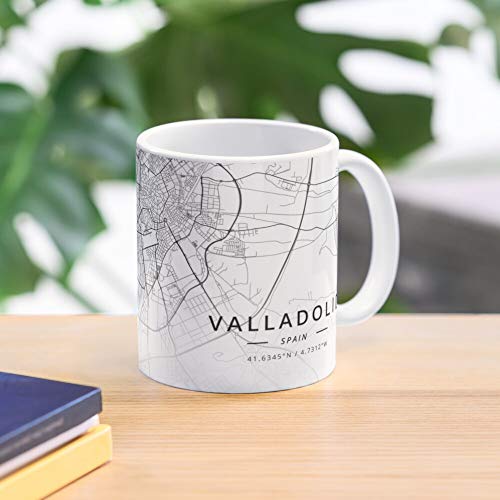 City Valladolid Streets Spain Town Street Village Map La Mejor Taza de café de cerámica de mármol Blanco de 11 oz
