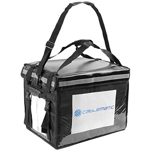 CityBAG - Bolsa isotérmica para Entrega de Pedidos de Comida en Moto y Bicicleta Negra 50 x 39 x 39 cm.