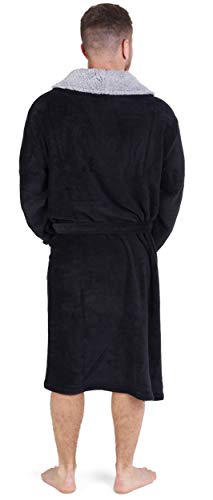 CityComfort Albornoz Hombre súper Suave para Hombre (XL, Negro con Sherpa Contraste)