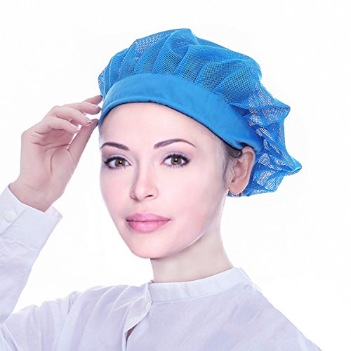 Cityelf Gorro de Cocinero Ajustable Sombrero para cocinar y restaurante Gorra para trabajo patissier cocina red de sombrero Mujer blanco (azul 1)