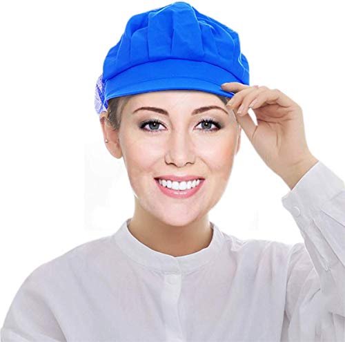 Cityelf Gorro de Cocinero Ajustable Sombrero para cocinar y restaurante Gorra para trabajo patissier cocina red de sombrero Mujer blanco (azul 3)