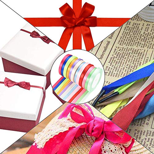 Cizen - 12 cintas de raso de color mixto para bomboneras, con 5 anillos de madera, para manualidades, regalo, casa, fiesta, decoración