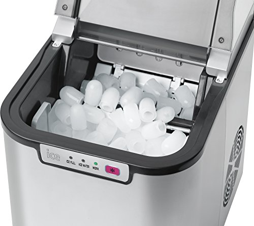 Clatronic EWB 3526 Máquina de hacer cubitos de hielo, 10-15 kg en 24 horas, 150 W, 2.2 litros, Acero Inoxidable, Plateado