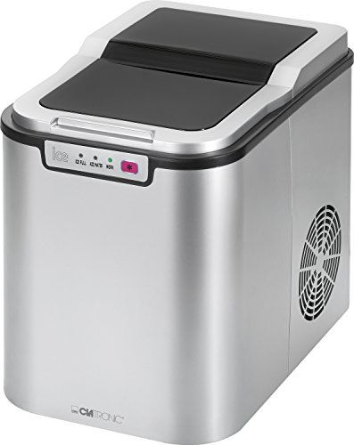 Clatronic EWB 3526 Máquina de hacer cubitos de hielo, 10-15 kg en 24 horas, 150 W, 2.2 litros, Acero Inoxidable, Plateado