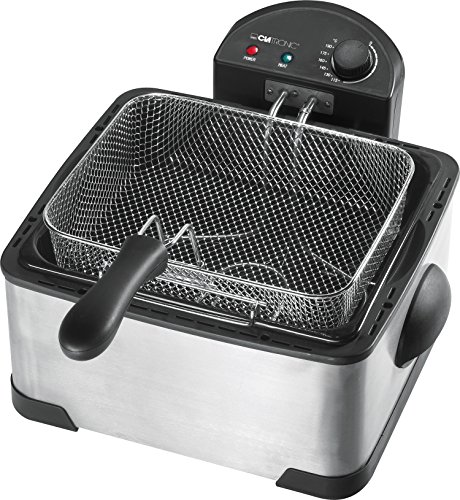Clatronic FR 3195 Freidora, 3 cestas, desmontable, 2000 W, 4 litros, Acero Inoxidable, Plateado