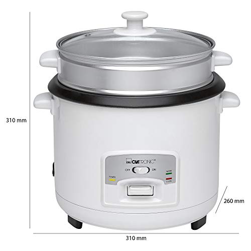 Clatronic RK 3566 Arrocera, capacidad 3 litros para 2,5 kg arroz hervido, 700 W, 2000 W, 2.5 litros, Blanco