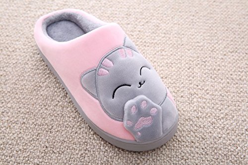 Cliont Zapatillas de Gato Lindo Zapatillas de Invierno de Interior Zapatos Antideslizantes Mujeres y Hombres
