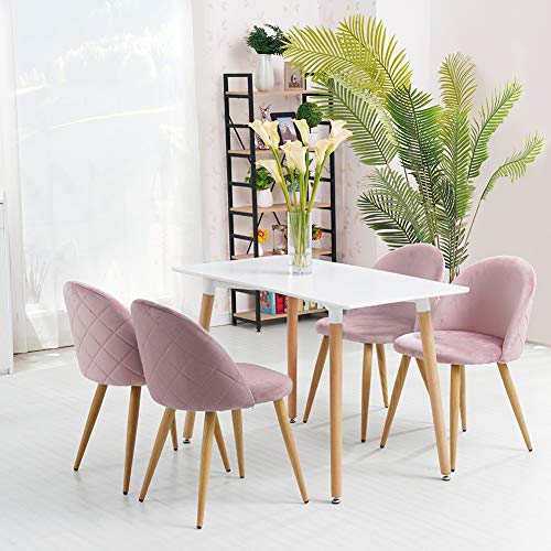 CLIPOP Juego de 2 sillas de Comedor tapizadas de Terciopelo con Respaldo y Patas de Transferencia de Metal para sillas de Comedor, salón y Dormitorio, Tela de Terciopelo, Rosa, 46 × 46 ×77 cm