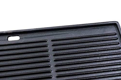 CLP Placa Parrilla de Hierro Fundido para la Parrilla de Gas I Parrilla de Carbón y Parrilla Eléctrica I Placa Parrilla Reversible con Superficie Acanalada y Lisa I Tamaño: 48,5 x 32 cm, Antracita