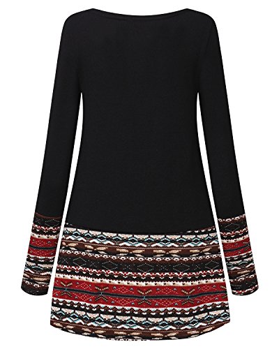 CNFIO Mujer Vestido Cuello Redondo Manga Larga Plus Tamaño Tops Moda Jersey Punto Mujer Invierno