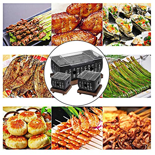 CNSFFS Parrilla de Mesa de Barbacoa portátil, Parrilla de Mesa Japonesa Tradicional Hibachi, Estufa de Barbacoa Estufa de Barbacoa de carbón con Bandeja Antiadherente para Hornear-S