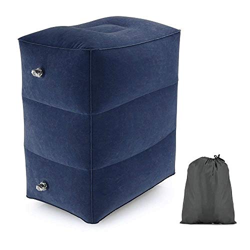 Coche Almohada Almohada de Viaje Inflable del pie del cojín Ajustable Vuelo niños durmiendo en Reposo Almohadilla en el avión de Coche for niños Footreast autobús Pierna Pad (Color : Navy)