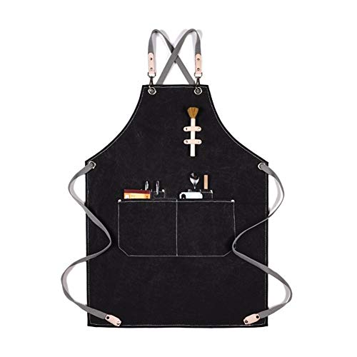 Cocinero Delantal de Lona de algodón Unisex de Cuero Ajustable Que cuelga del Cuello Hotel Restaurant Café peluquería de panadería Bar Camarero Trabajo (Color : Apron 15, Size : OneSize)