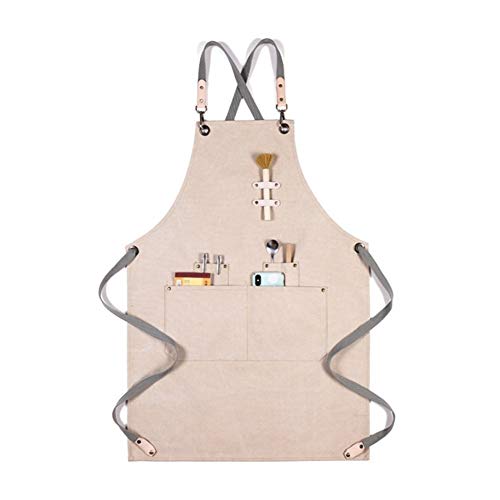 Cocinero Delantal de Lona de algodón Unisex de Cuero Ajustable Que cuelga del Cuello Hotel Restaurant Café peluquería de panadería Bar Camarero Trabajo (Color : Apron 15, Size : OneSize)