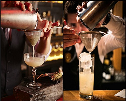 Cocktail Colador fino de acero inoxidable profesional herramienta de barra cónica colador de malla plata