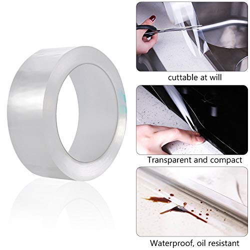 cococity Bañera y Pared Tira de Sellado, Acrílico Cinta Adhesiva de Pared, PVC Impermeable Baño Sellador Cinta, para Lavabo del Fregadero Cocina (5m ×3cm,Transparente)