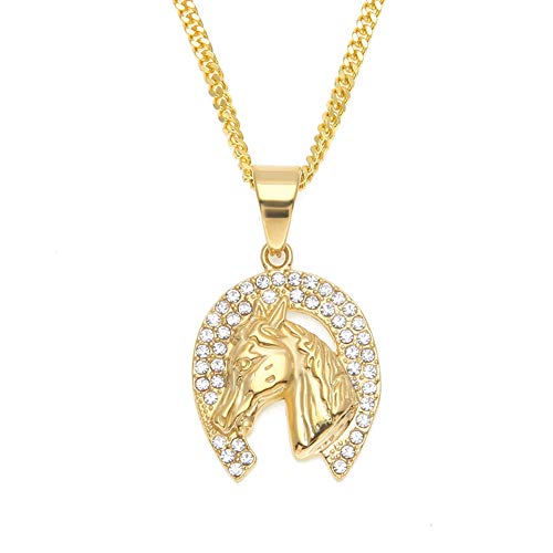 Colgante de acero inoxidable para hombre, chapado al vacío, diseño de cabeza de diamante, color dorado