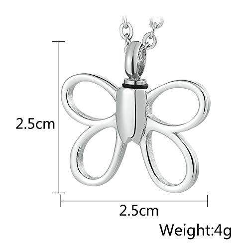 Colgante Memorial Colgante Hombre Acero Inoxidable Colgante de Brasas de Plata Mariposa Hueca Collar Recuerdo Plata