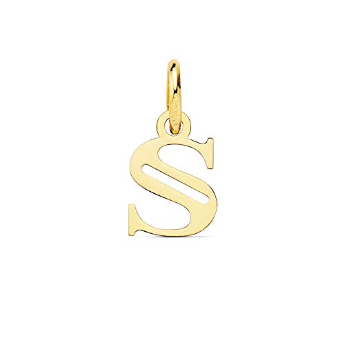 Colgante oro 18k letra S mayúscula 11mm. doble tira calada lisa