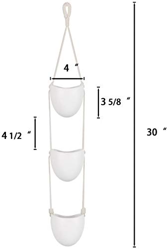 Colgantes de cerámica Planter 3 Nivel suculento de Ollas Cubierta Holder Pared Planta de Hierbas o Plantas vivas Aire Faux Modernas Plantas de jardín Vertical